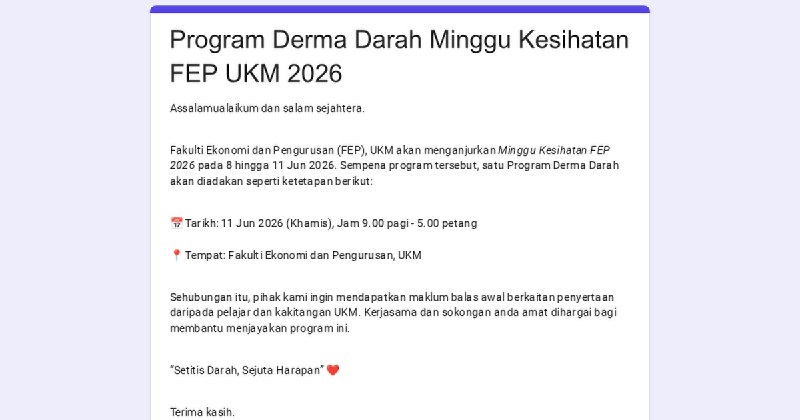 Blood Donation Programme — FEP Health Week 2026