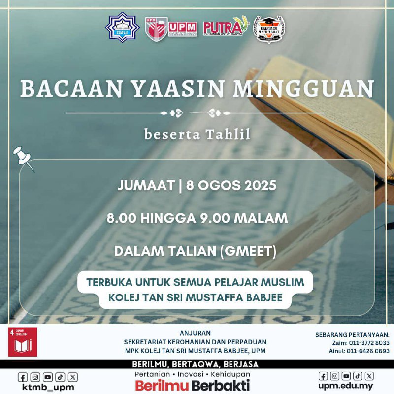 [ONGOING: WEEKLY YAASIN RECITATION WITH TAHLIL]