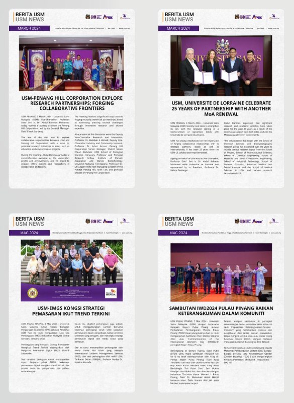 USM-PENANG HILL CORPORATION EXPLORE RESEARCH PARTNERSHIPS; FORGING COLLABORATIVE