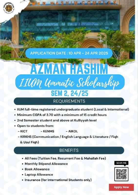 AZMAN HASHIM IIUM UMMATIC SCHOLARSHIP 2024/25 🎓