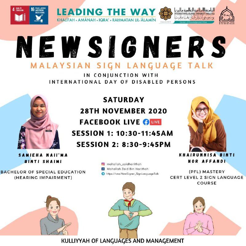 NEW SIGNERS: MALAYSIAN SIGN LANGUAGE TALK in conjunction with International Day
