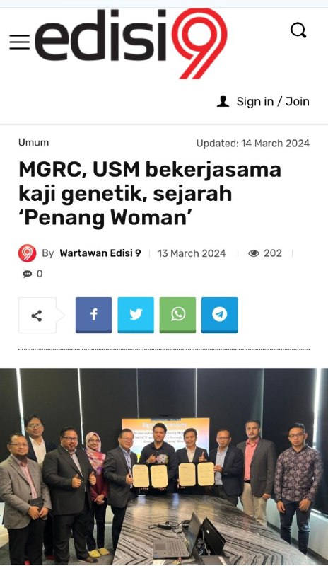 MGRC, USM bekerjasama kaji genetik, sejarah ‘Penang Woman’