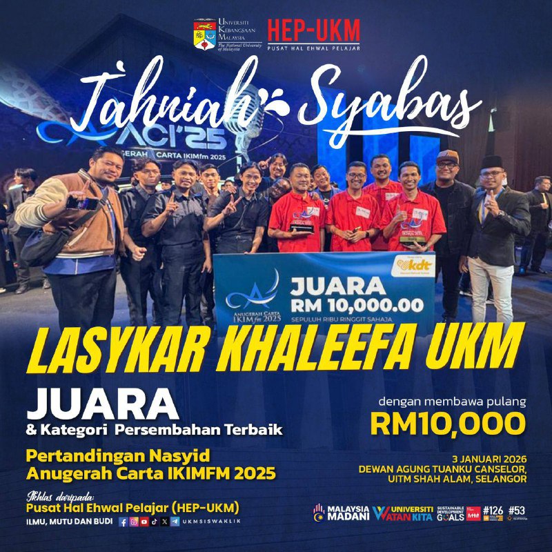 Student Affairs Centre (HEP-UKM) congratulates and praises Lasykar