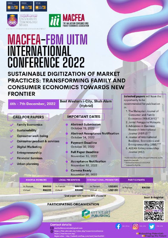 Call for Papers – The MACFEA-FBM UiTM International Conference 2022