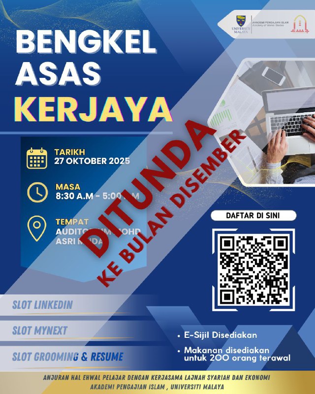 BENGKEL ASAS KERJAYA DITUNDA KE BULAN 12