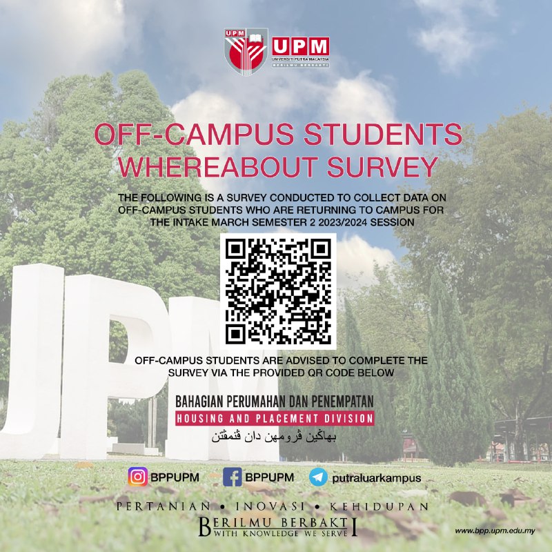 OFF-CAMPUS STUDENTS WHEREABOUT SURVEY FOR INTAKE MARCH SEMESTER 2 2023/2024 SESS