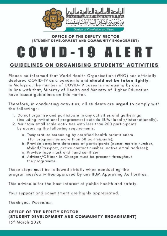 [ADDITIONAL INFO TO GUIDELINES ON ORGANISING STUDENTS' ACTIVITY]