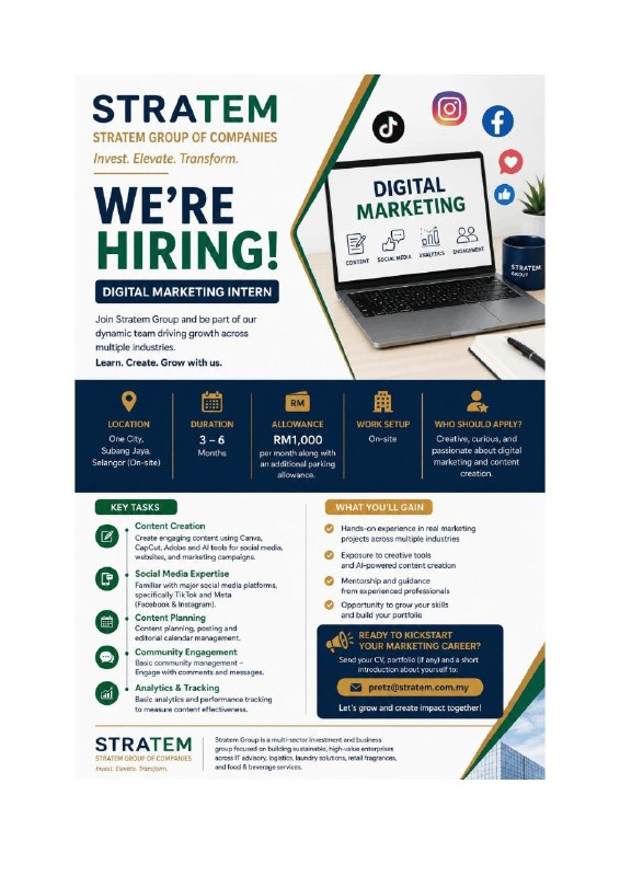 🚀 INTERNSHIP OPPORTUNITY | DIGITAL MARKETING INTERN @ STRATEM GROUP OF COMPANIE