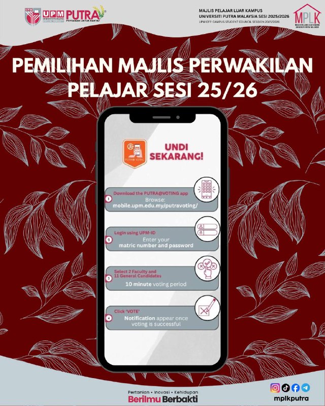 Voting Day Schedule for the 2025/2026 Student Representative Council Election