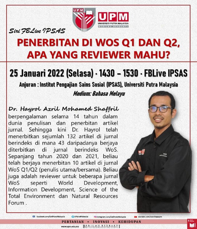 Title of Webinar: What are the Expectations of Reviewers in Q1 and Q2 WOS Public