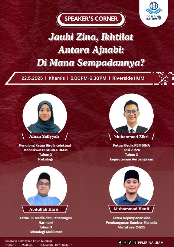 Speaker Corner : Jauhi Zina, Ikhtilat antara Ajnabi : Dimana sempadannya?