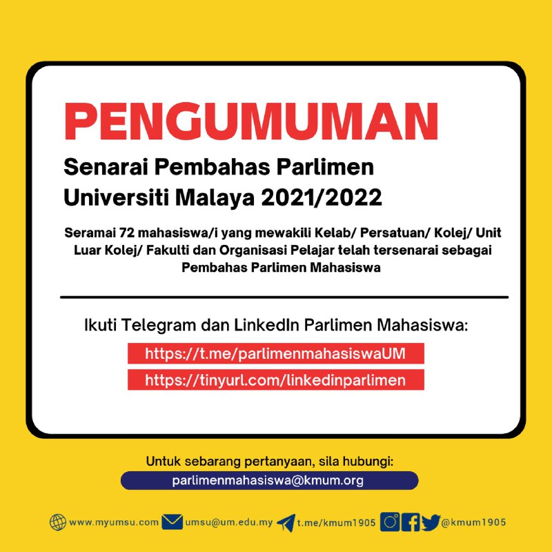 [ANNOUNCEMENT OF THE STUDENT PARLIAMENT DEBATER LIST]