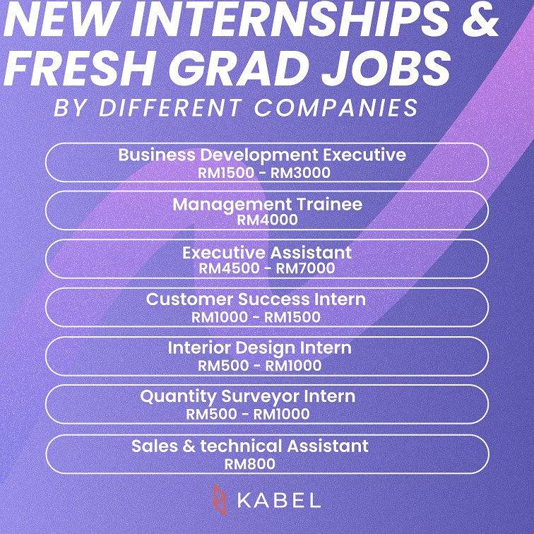 New Internships & Fresh Grad Jobs by Different Companies