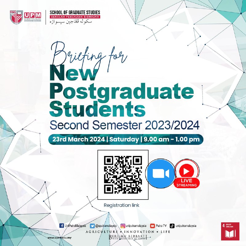 [ BRIEFING FOR NEW POSTGRADUATE STUDENTS SECOND SEMESTER 2023/3024 ]