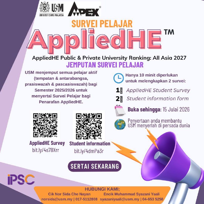 STUDENT SURVEY FOR APPLIEDHE PUBLIC & PRIVATE UNIVERSITY RANKING: ALL ASIA 202