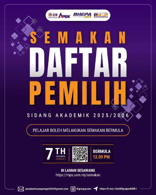 [SEMAKAN PEMILIH BAGI PEMILIHAN MAJLIS PERWAKILAN PELAJAR UNIVERSITI SAINS MALAY