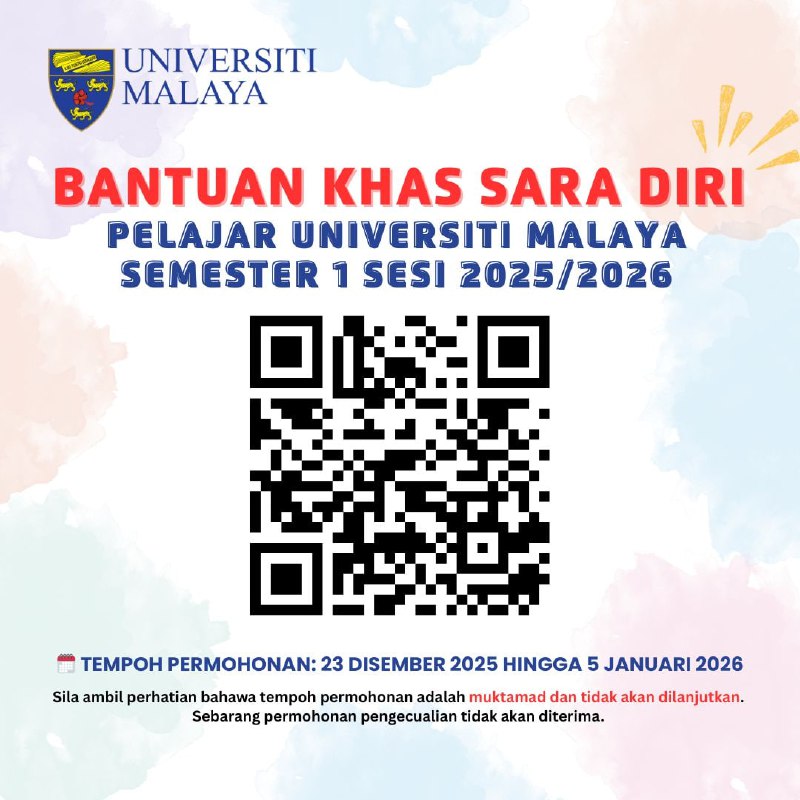 UM Student Special Personal Aid Application Notice, Semester 1