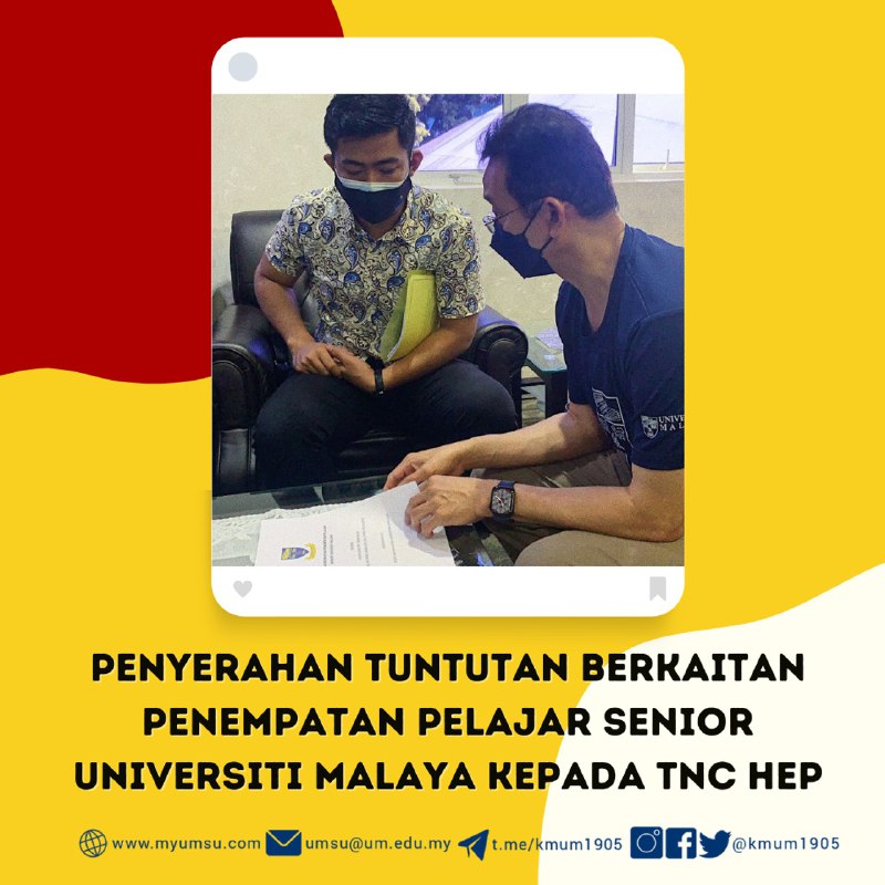 [Submitting claims on Universiti Malaya senior student placement to TNC HEP]