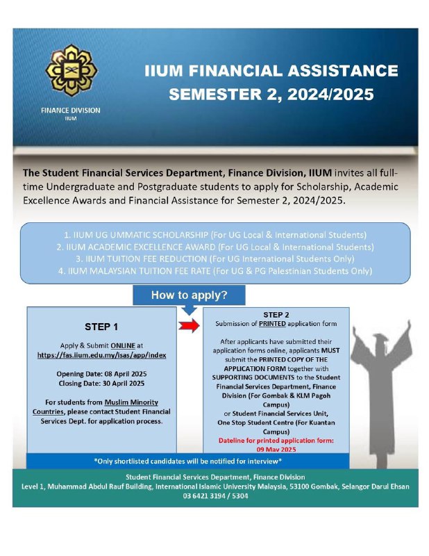ANNOUNCEMENT OF APPLICATION FOR FINANCIAL ASSISTANTSHIP & IIUM UG UMMATIC SCHOLA