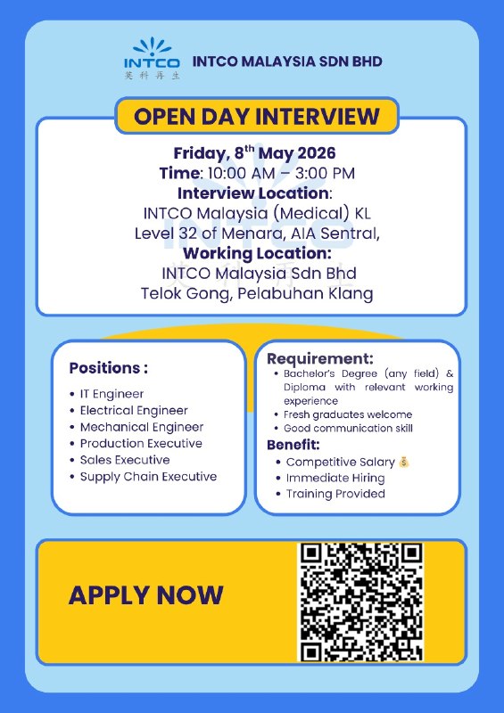 INTCO Malaysia Open Day Interview – Hiring Now!