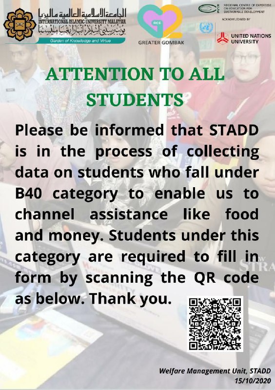 [ANNOUNCEMENT ON FINANCIAL ASSISTANCE FOR B40 SURVEY]