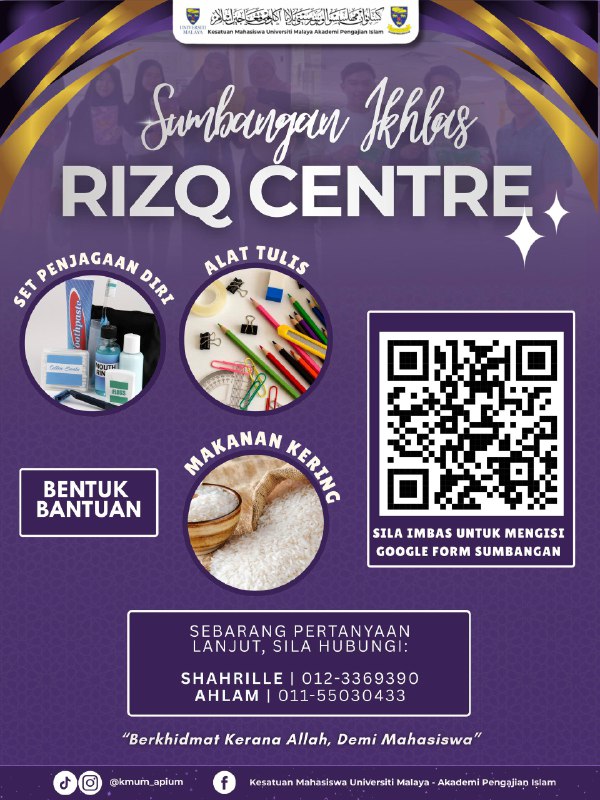 Rizq Centre 2026 Donations for APIUM Students in Need