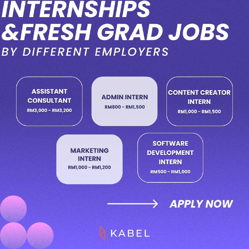 Internships & Fresh Grad Jobs by Different Employers