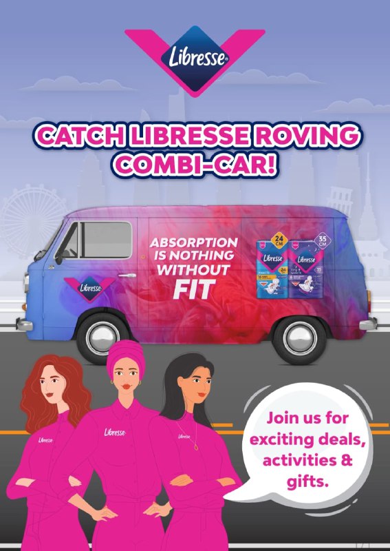 Hey ladies out there! The Libresse Roving Combi-Car will be at your campus! Loca