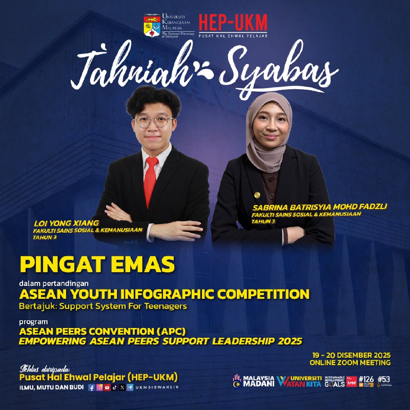 Student Affairs Centre (HEP-UKM) congratulates award recipients