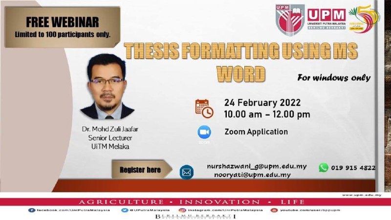 A FREE WEBINAR for our postgraduate students organized by IPSAS UPM...