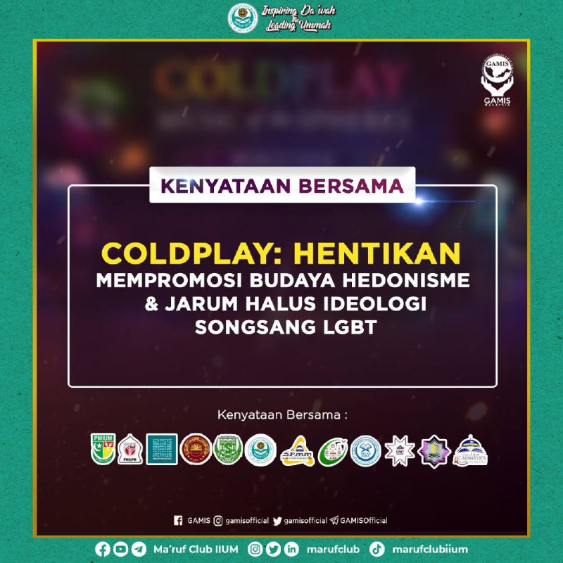 [JOINT STATEMENT OPPOSING THE COLDPLAY CONCERT]