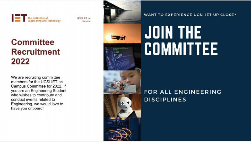 UCSI IET on Campus is now recruiting our committee for the period of 2022/2023.