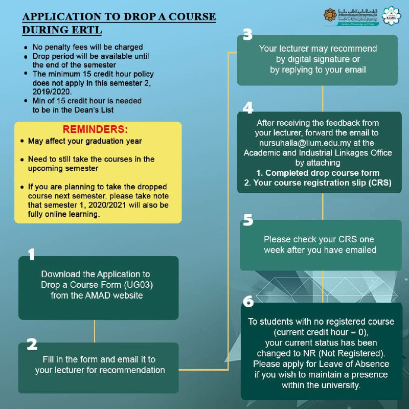 [APPLICATION TO DROP COURSES]