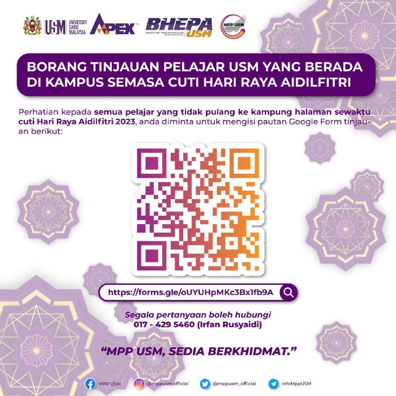 Assalamualaikum, Salam sejahtera and Salam saya sayang USM.