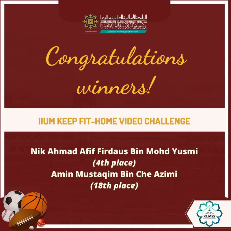 [CONGRATULATORY WISHES TO ALL PARTICIPANTS IN IIUM KEEP FIT-HOME VIDEO CHALLENGE
