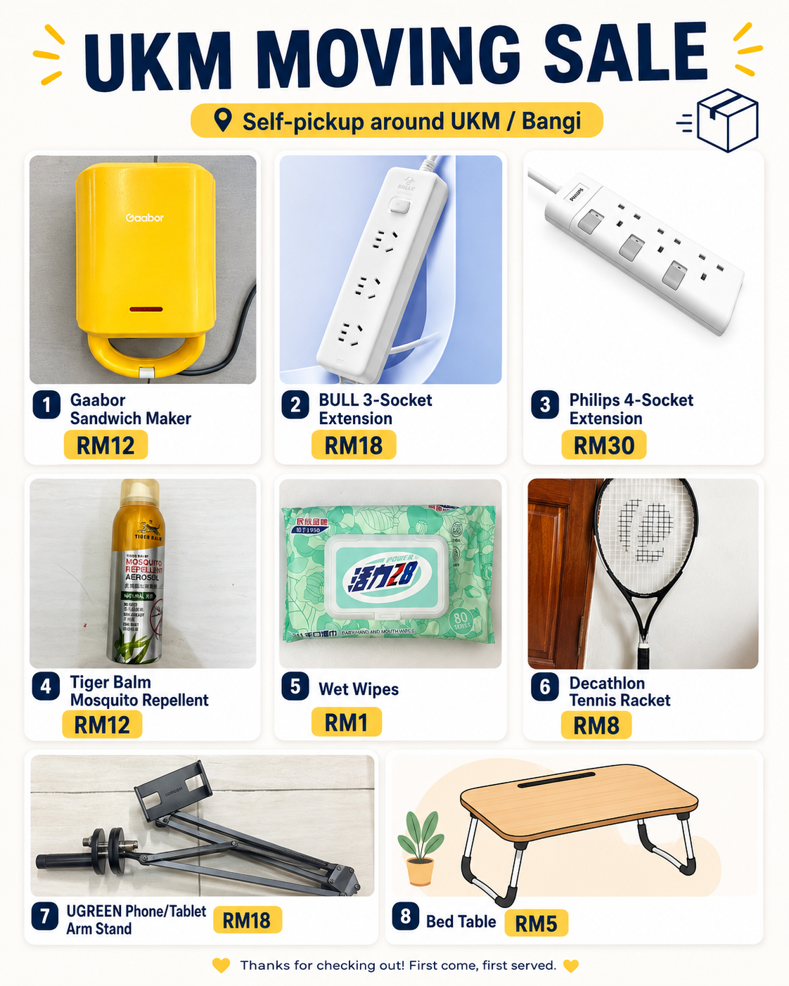 UKM Moving Sale — Electronics & Dorm Essentials